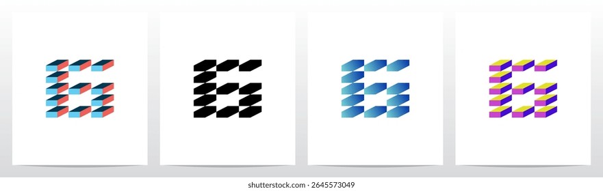 Pile Of Brick Block Stack Letter Initial Logo Design G