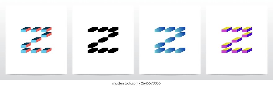 Pile Of Brick Block Stack Letter Initial Logo Design Z