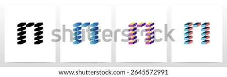Pile Of Brick Block Stack Letter Initial Logo Design N