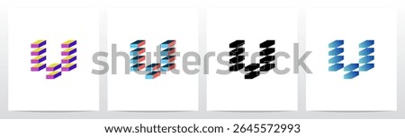 Pile Of Brick Block Stack Letter Initial Logo Design V