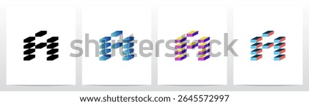 Pile Of Brick Block Stack Letter Initial Logo Design A