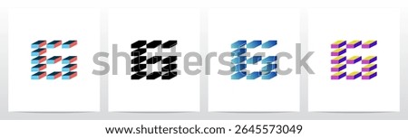Pile Of Brick Block Stack Letter Initial Logo Design G