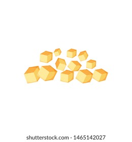 Pile of brown sugar cubes from sugar cane, isolated vector illustration on white background.