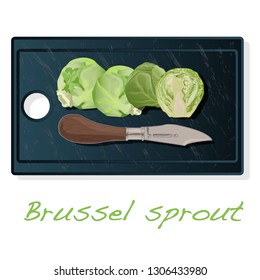 A pile of Brussels sprouts on the dish vector illustration. White background.