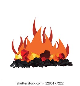 Pile of burning coals with flames 3