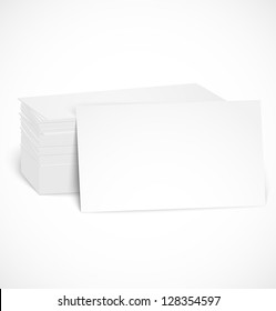 Pile of business cards with shadow template. Vector illustration