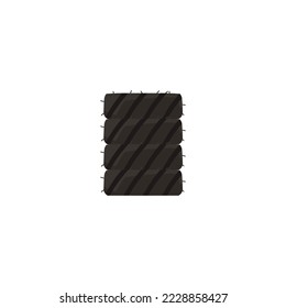 Pile of the car rubber tires flat vector illustration isolated on white background. Tire workshop or car repair service symbol. Automobile wheels in pile.