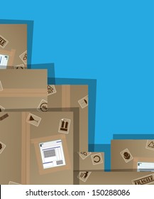 Pile of cardboard boxes illustration with copy paste