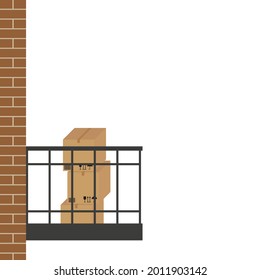 Pile of cardboard boxes on the balcony