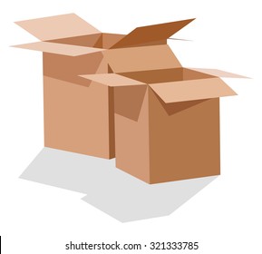Pile of cardboard boxes on a white background