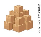 Pile of cardboard boxes stacked together for packaging or shipping