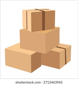 pilha de cartão. Caixas de cartão de vários tamanhos.