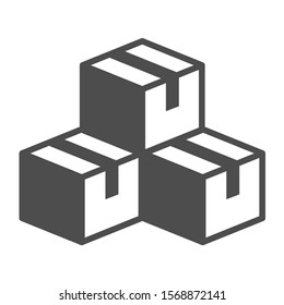 pile of cardboard boxes vector icon isolated on white background. Packaging boxes icon for web, mobile apps and ui design