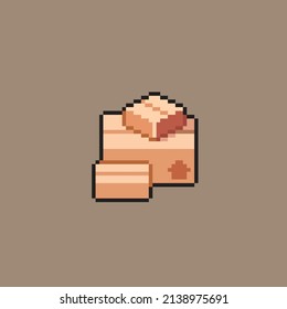 pile of cardboard in pixel style