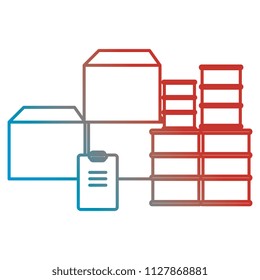 pile carton boxes with checklist and barrels