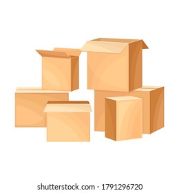 Pile of Carton Boxes for Gift Production Factory Vector Illustration