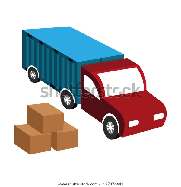 pile carton boxes with\
truck