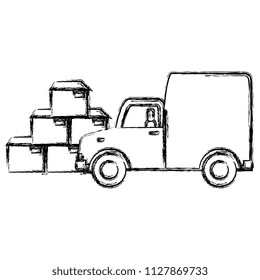 pile carton boxes with van