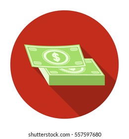Pile of cash icon in flat style isolated on white background. Rest and travel symbol stock vector illustration.
