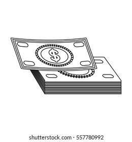 Pile of cash icon in outline style isolated on white background. Rest and travel symbol stock vector illustration.
