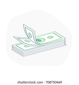 Pile of cash money. Heap of packed dollar bills. Flat cartoon style modern vector illustration isolated on white background. Business template.