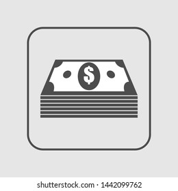 Pile of cash. money icon flat design - vector illustration