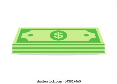 Pile of cash. Money icon in flat style. Dollar icon. Vector illustration.