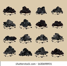 Pile of charcoal , coal heaps of coals 