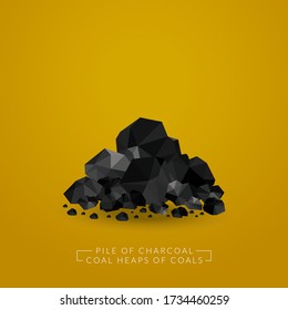 pile of charcoal , coal heaps of coals 