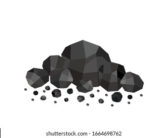 Pile of charcoal ,pile of coal isolated on white background
