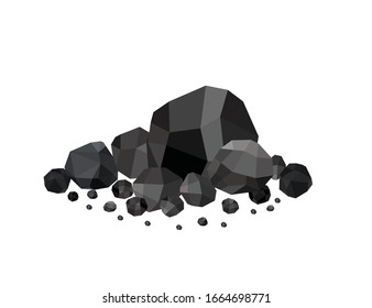Pile of charcoal ,pile of coal isolated on white background