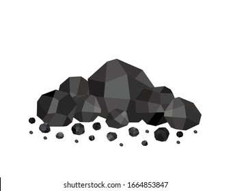 Pile of charcoal ,pile of coal isolated on white background