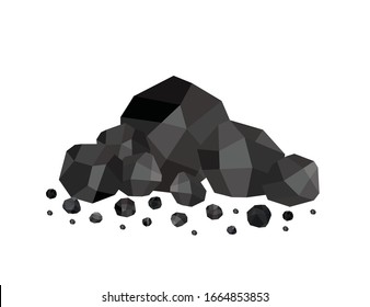 Pile of charcoal ,pile of coal isolated on white background