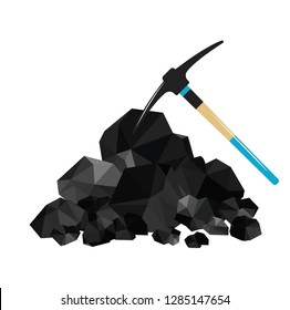 Pile of charcoal, graphite coal,lump of coal with pickaxe 4