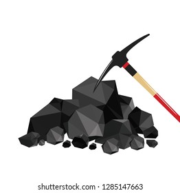 Pile of charcoal, graphite coal,lump of coal with pickaxe 5