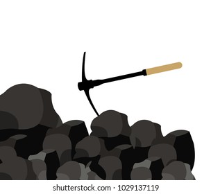 Pile of charcoal,Coal with pickaxe