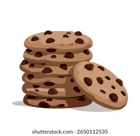 Pile of chocolate cookies in flat vector art, sweet and tasty treat for bakery, snacks, and cafe content.