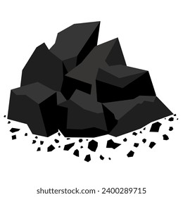 Pile of coal icon. Cartoon Coal backed on a white background. Vector cartoon set energy coal icons.