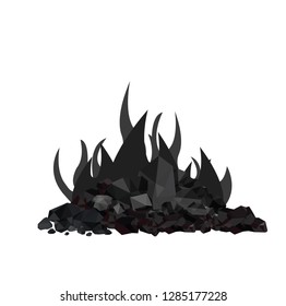 Pile of coals with 
Smoke