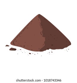 Pile of Cocoa Powder. Cacao isolated on white background. Vector illustration flat design