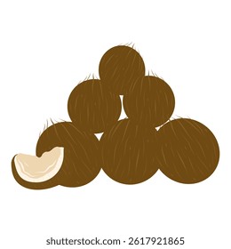 Pile of coconuts, bunch of coconuts vector illustration 