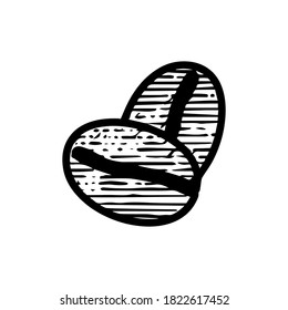 Icono de grano de café dibujado a mano ilustración vectorial aislado en fondo blanco