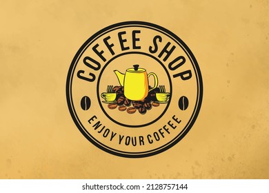 pile of coffee bean and tea pot logo Designs Inspiration Isolated on White Background