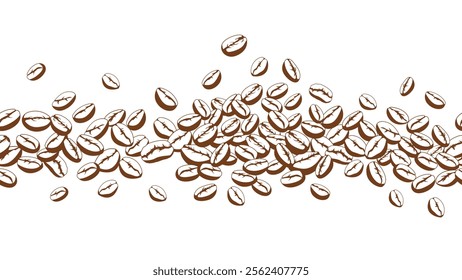 Pile of Coffee beans background. Coffee beans seamless pattern for packaging, wrapper, wallpaper, backdrop, coffee shop