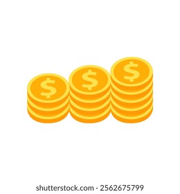 Pile of coin dollars. Business, financial, profit, wealth concepts. Flat vector design isolated illustration.