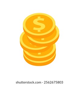 Pile of coin dollars. Business, financial, profit, wealth concepts. Flat vector design isolated illustration.