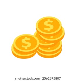 Pile of coin dollars. Business, financial, profit, wealth concepts. Flat vector design isolated illustration.