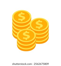 Pile of coin dollars. Business, financial, profit, wealth concepts. Flat vector design isolated illustration.