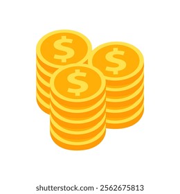 Pile of coin dollars. Business, financial, profit, wealth concepts. Flat vector design isolated illustration.