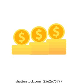 Pile of coin dollars icon. Business, financial, profit, wealth concepts. Flat vector design isolated illustration.